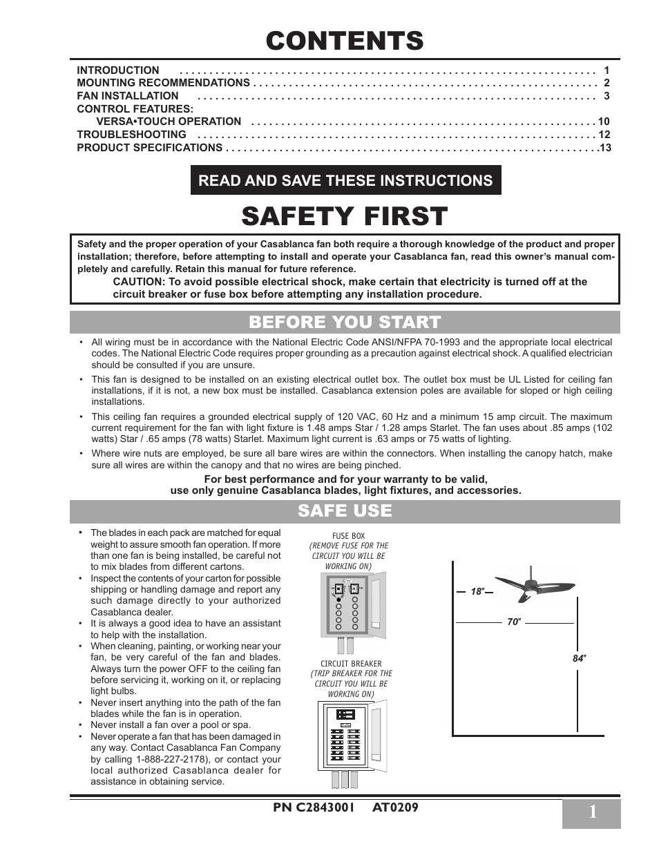 Casablanca Fan Company Star C28GXXM User Manual | 13 pages