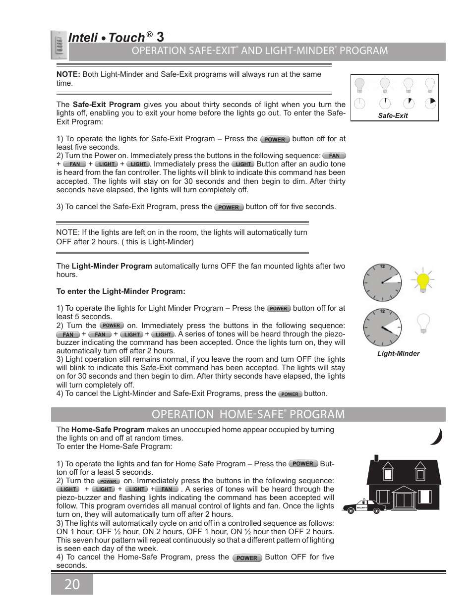 Operation home-safe® program, Operation safe-exit® and light-minder® program, Operation home-safe | Operation safe-exit, And light-minder, Program | Casablanca Fan Company Panama 6643Z User Manual | Page 20 / 22