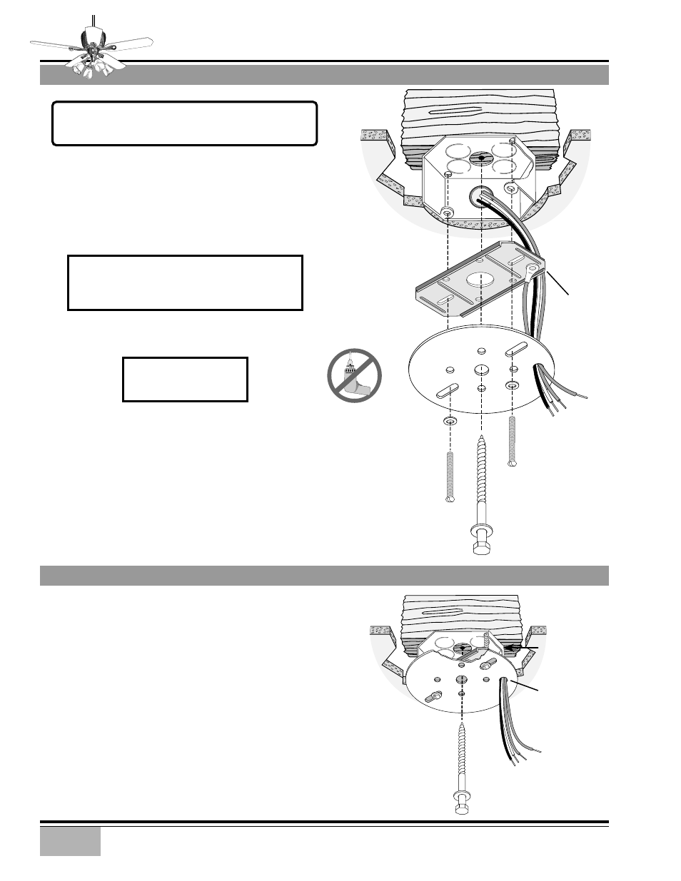 Adaptor plate installation, Lag screw installation, Ouvelle | Casablanca Nouvelle User Manual | Page 5 / 17