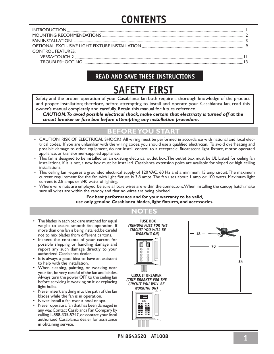 Casablanca Fan Company CASABLANCA Wilderness CEILING FAN 86UxxM User Manual | 14 pages
