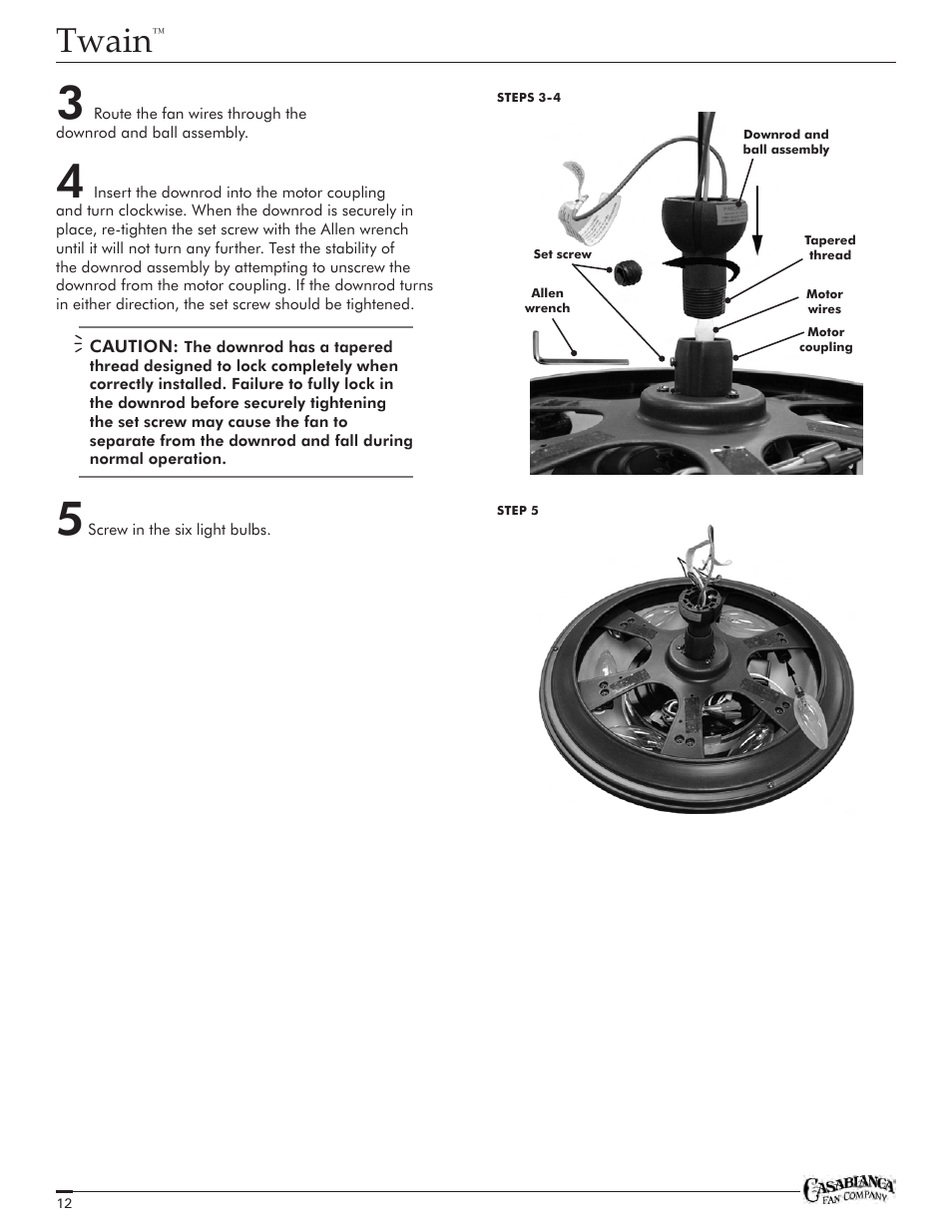 Twain | Casablanca Fan Company Twain TYPE HANGER TYPE DJ01 1151 C25G624FPOMONA User Manual | Page 12 / 22