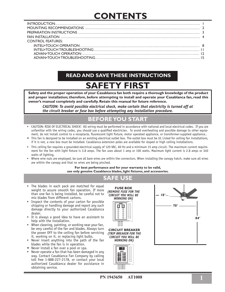 Casablanca Fan Company STEALTH CIRCUIT BREAKER 32xxA User Manual | 16 pages