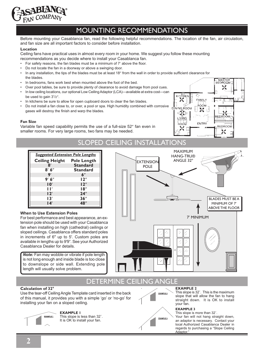 Determine ceiling angle | Casablanca Fan Company PN User Manual | Page 2 / 23