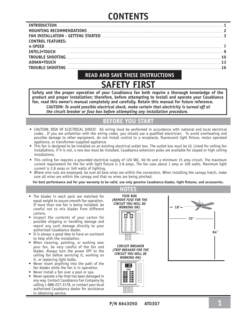 Casablanca Fan Company Casablanca Ceiling Fan 6643050 User Manual | 16 pages