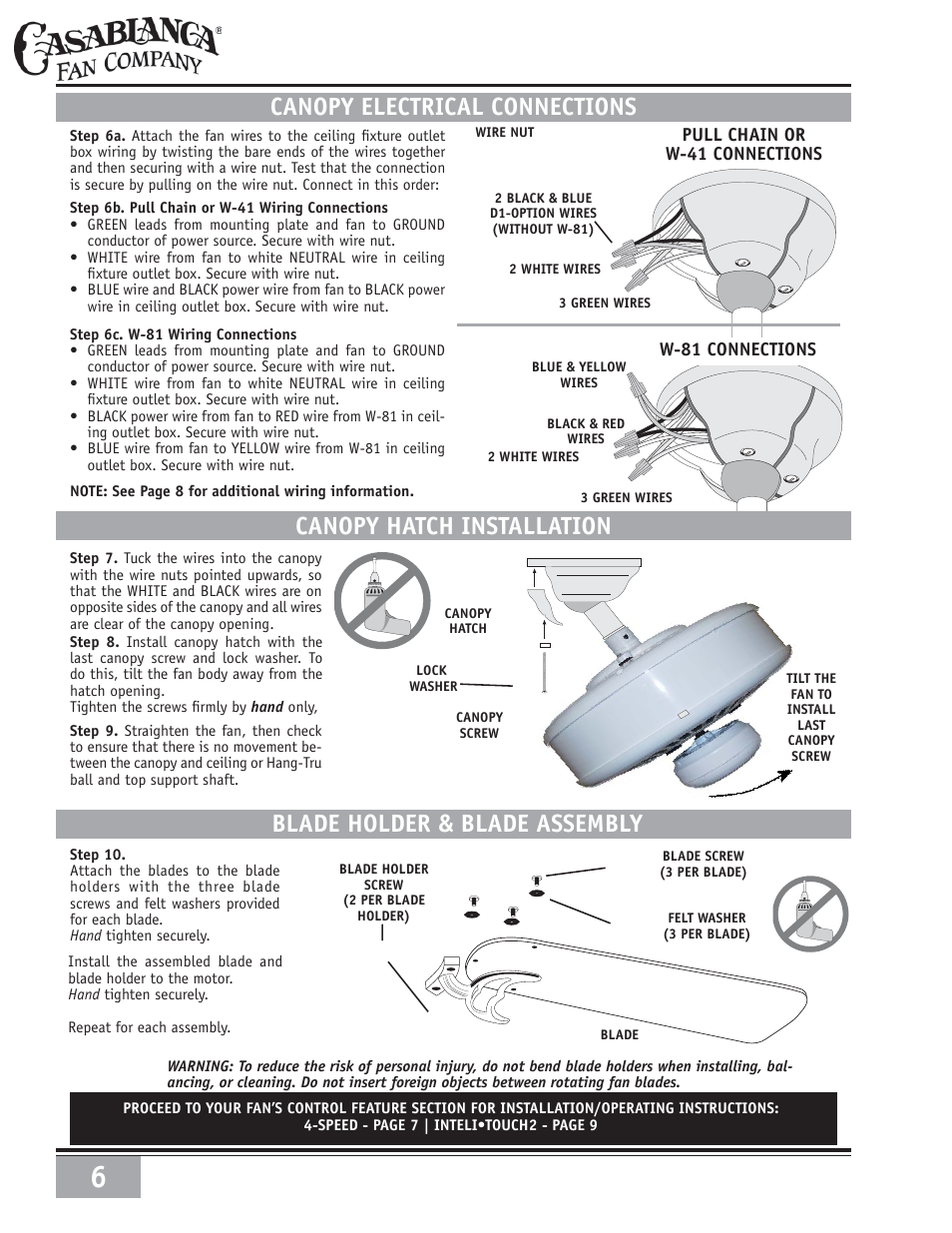 Casablanca Fan Company Casablanca Ceiling Fan 6643050 User Manual | Page 6 / 16