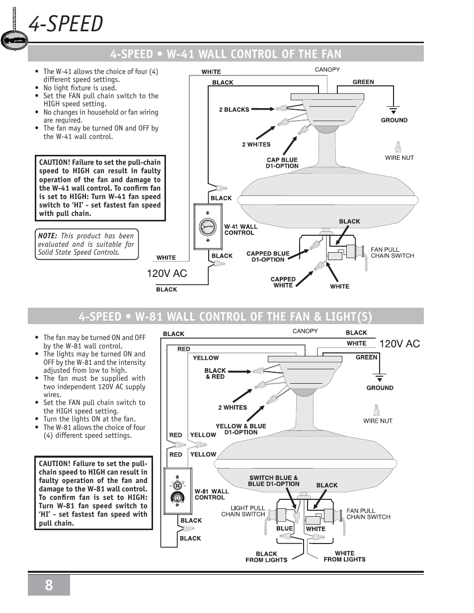 Speed | Casablanca Fan Company Casablanca Ceiling Fan 6643050 User Manual | Page 8 / 16