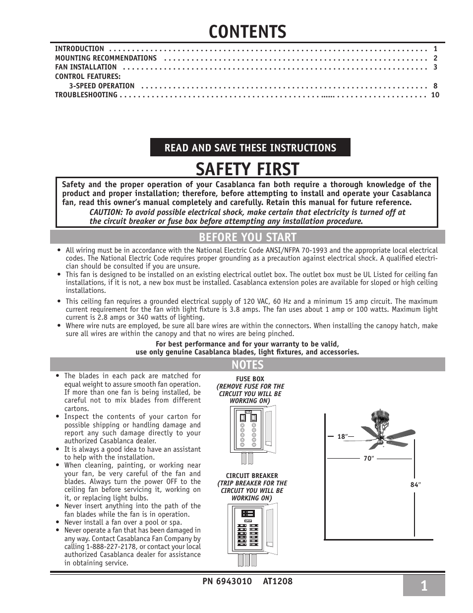 Casablanca Fan Company New Orleans Centennial 69xxD User Manual | 10 pages