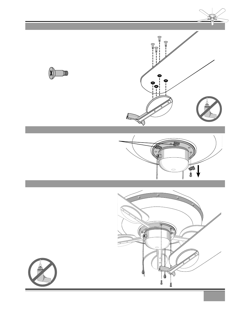 Remove shipping blocks, Blade installation, Blade/blade holder installation | Topian | Casablanca Fan Company Capistrano Indoor Ceiling Fan User Manual | Page 8 / 10