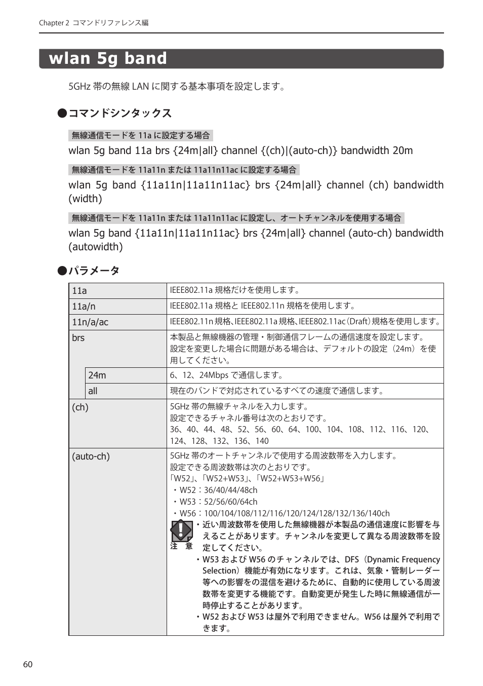 Wlan 5g band, Wlan 5g band﻿････････････････････････ 60 | Elecom WAB-I1750-PS 4.コンソール・マニュアル User Manual | Page 60 / 102