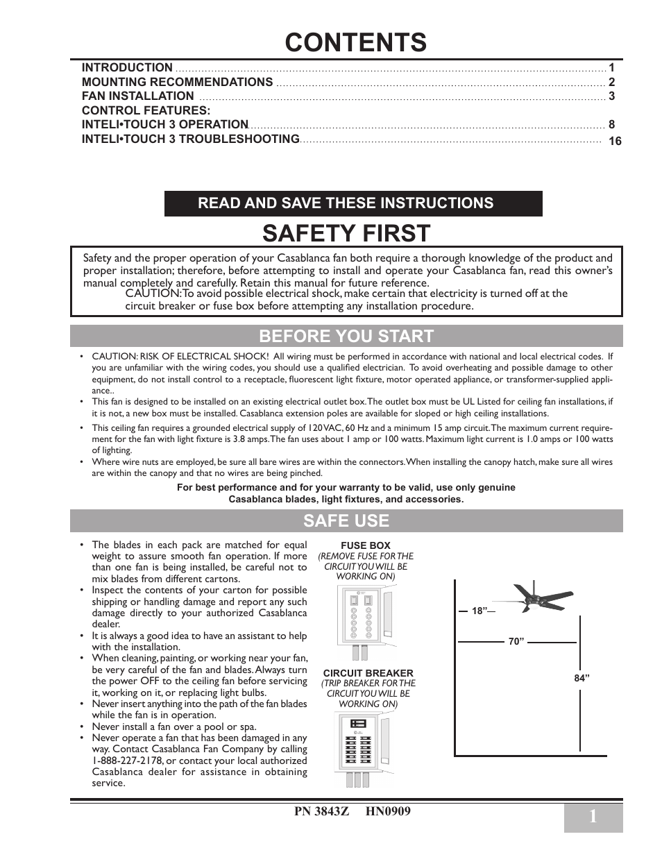 Casablanca Fan Company Inteli-Touch 3 PN User Manual | 17 pages