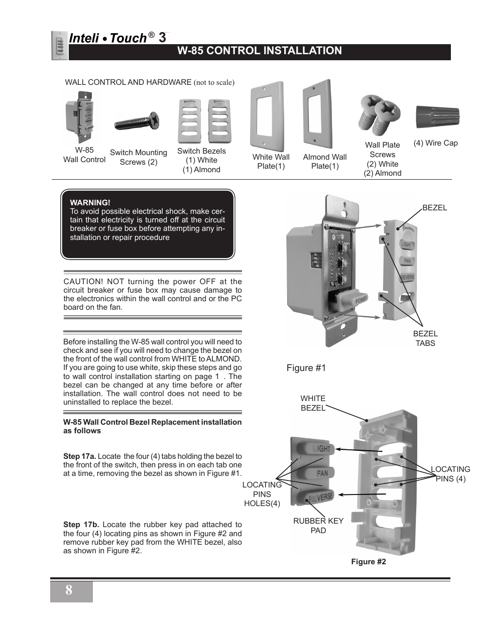 W-85 control installation | Casablanca Fan Company Inteli-Touch 3 PN User Manual | Page 8 / 17