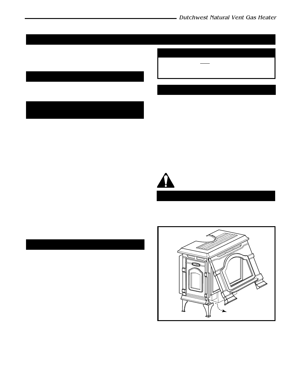 Maintenance, Dutchwest natural vent gas heater, Annual system inspection | Logset and burner / cleaning and inspection, Care of cast iron, Caution, Cleaning the glass, Glass replacement | CFM Corporation 2467 User Manual | Page 19 / 28