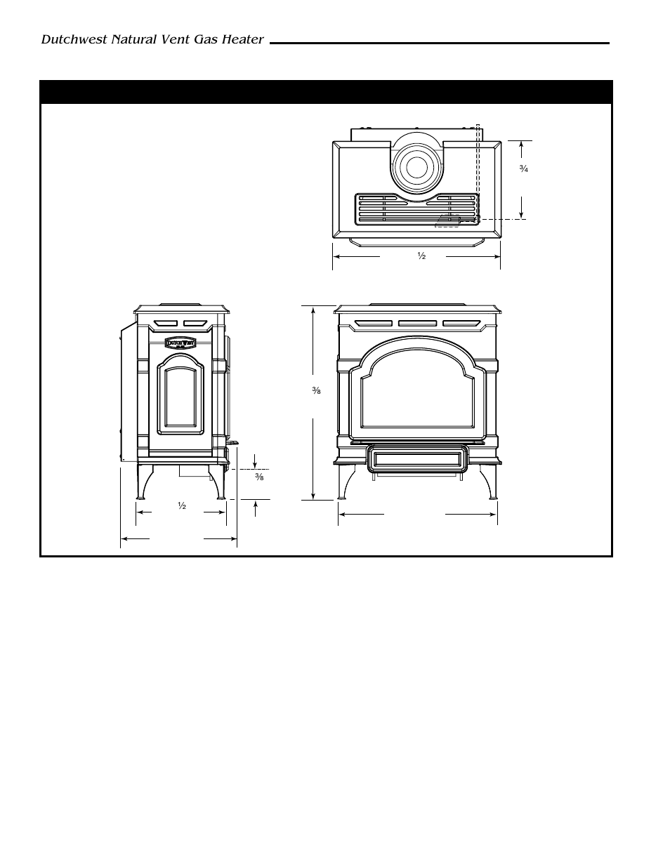 Dutchwest natural vent gas heater dimensions, Dutchwest natural vent gas heater | CFM Corporation 2467 User Manual | Page 4 / 28