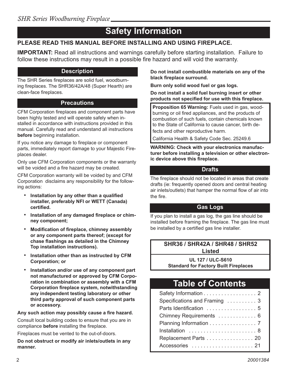 CFM Corporation SHR36 User Manual | Page 2 / 24