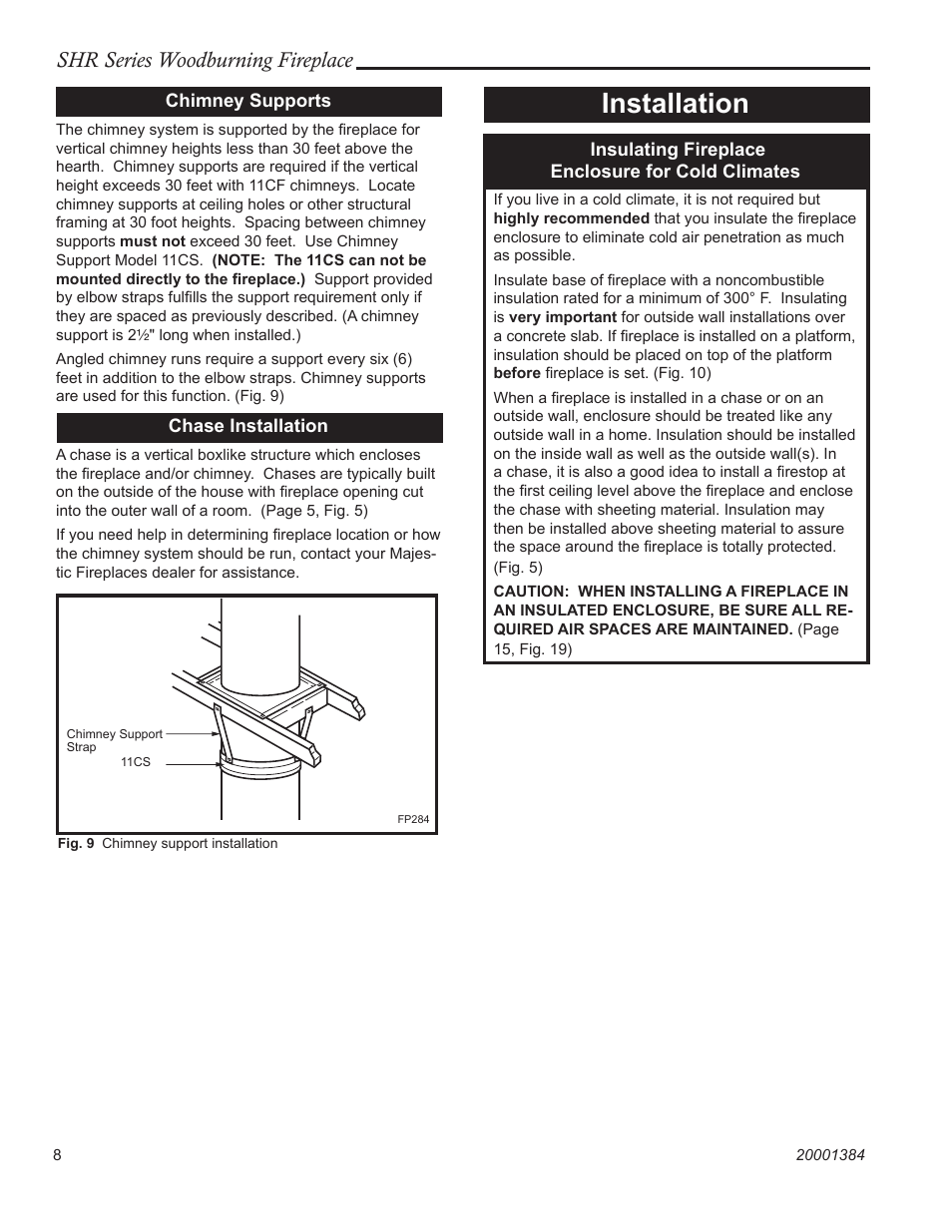 Installation, Shr series woodburning fireplace | CFM Corporation SHR36 User Manual | Page 8 / 24