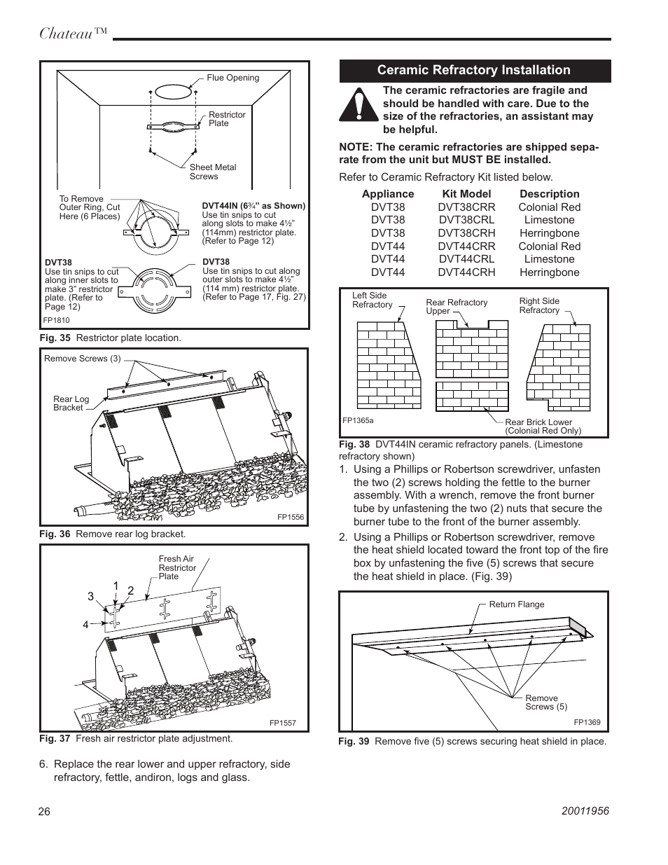 Chateau, Ceramic refractory installation | CFM Corporation DVT38IN User Manual | Page 26 / 48