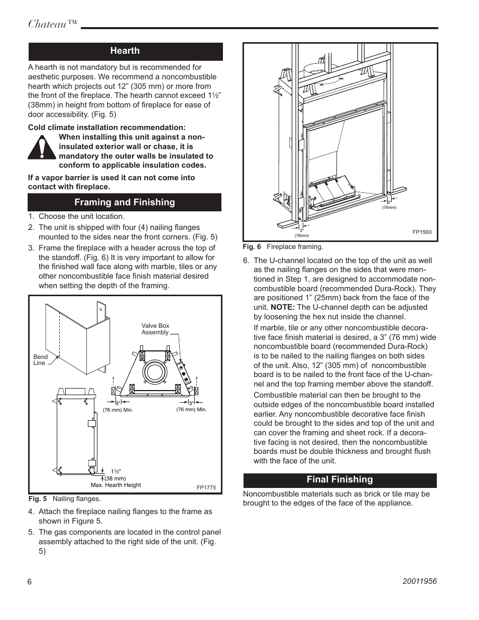 Chateau, Hearth framing and finishing, Final finishing | CFM Corporation DVT38IN User Manual | Page 6 / 48