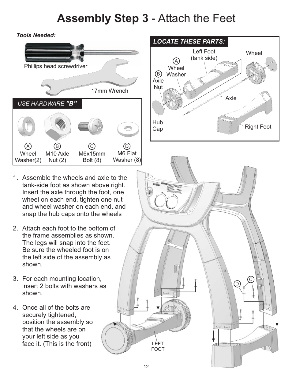 Assembly step 3 - attach the feet | CFM Corporation A053041 User Manual | Page 11 / 27