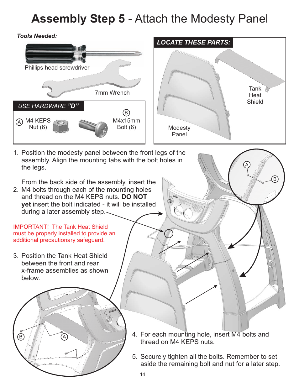 Assembly step 5 - attach the modesty panel | CFM Corporation A053041 User Manual | Page 13 / 27