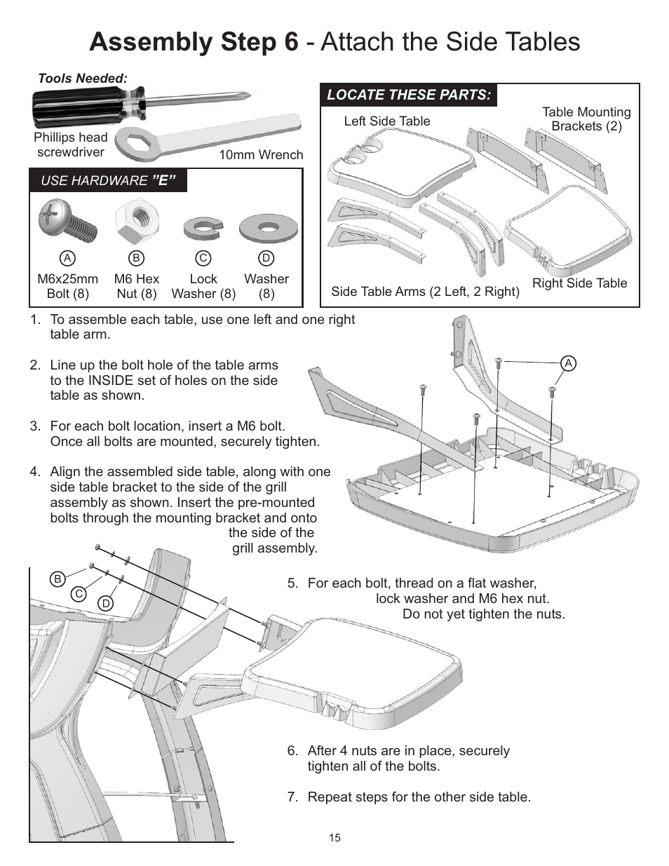 Assembly step 6 - attach the side tables | CFM Corporation A053041 User Manual | Page 14 / 27