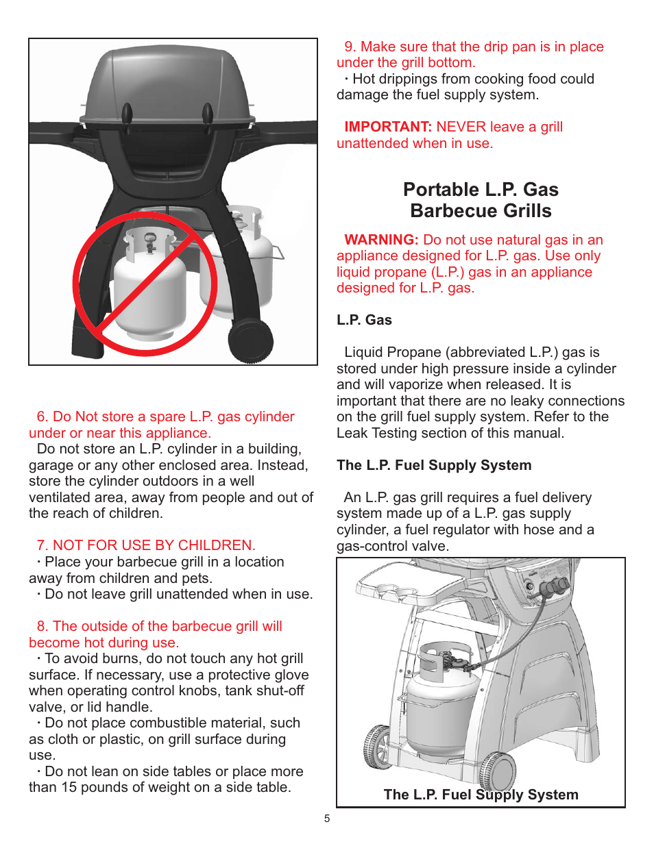 Portable l.p. gas barbecue grills | CFM Corporation A053041 User Manual | Page 4 / 27