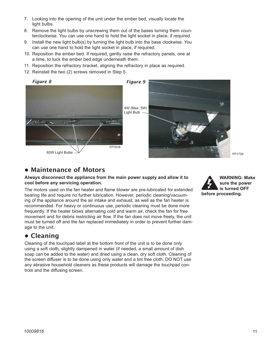 Maintenance of motors, Cleaning | CFM Corporation EF22 User Manual | Page 11 / 16