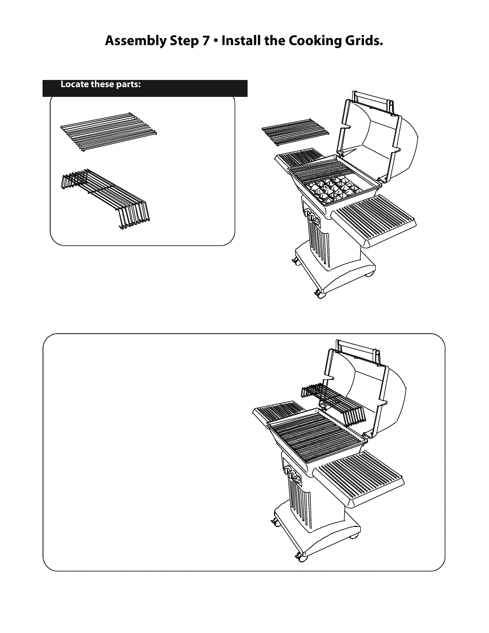 Assembly step 7 • install the cooking grids | CFM Corporation 7000 User Manual | Page 18 / 29