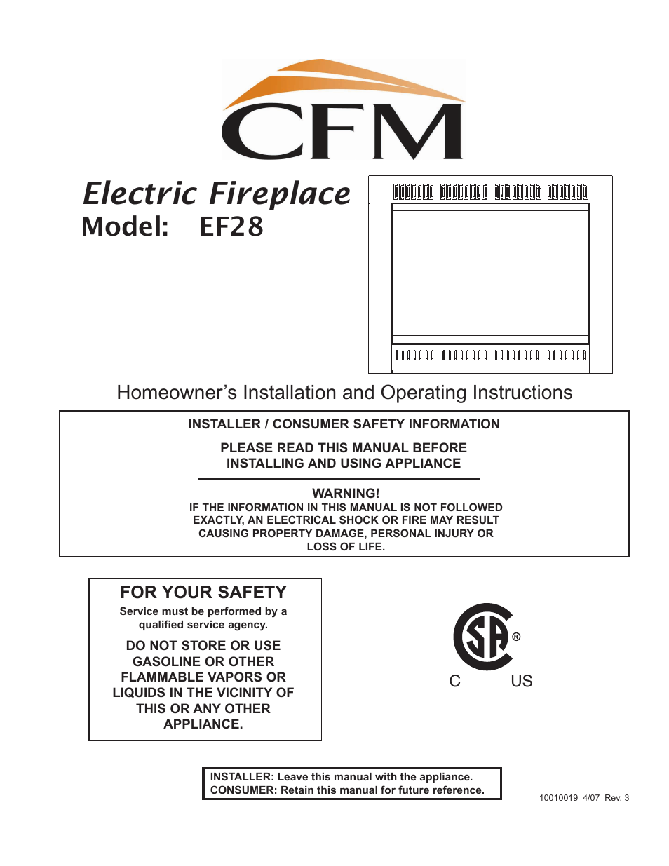 CFM Corporation EF28 User Manual | 16 pages