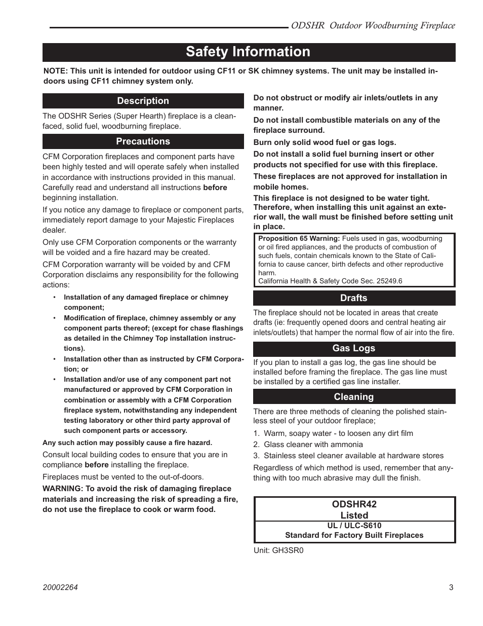 Safety information | CFM Corporation ODSHR42 User Manual | Page 3 / 24