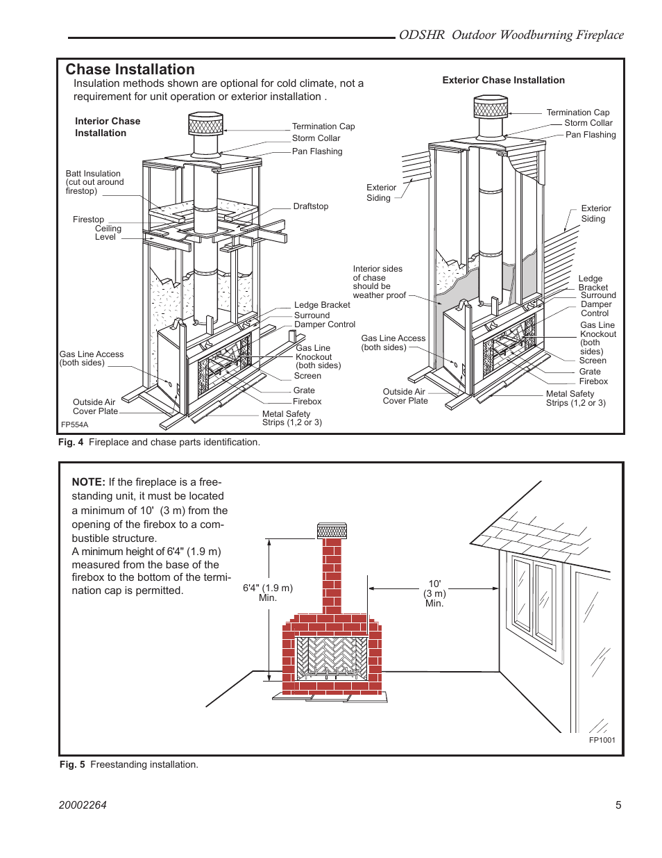 Chase installation, Odshr outdoor woodburning fireplace | CFM Corporation ODSHR42 User Manual | Page 5 / 24