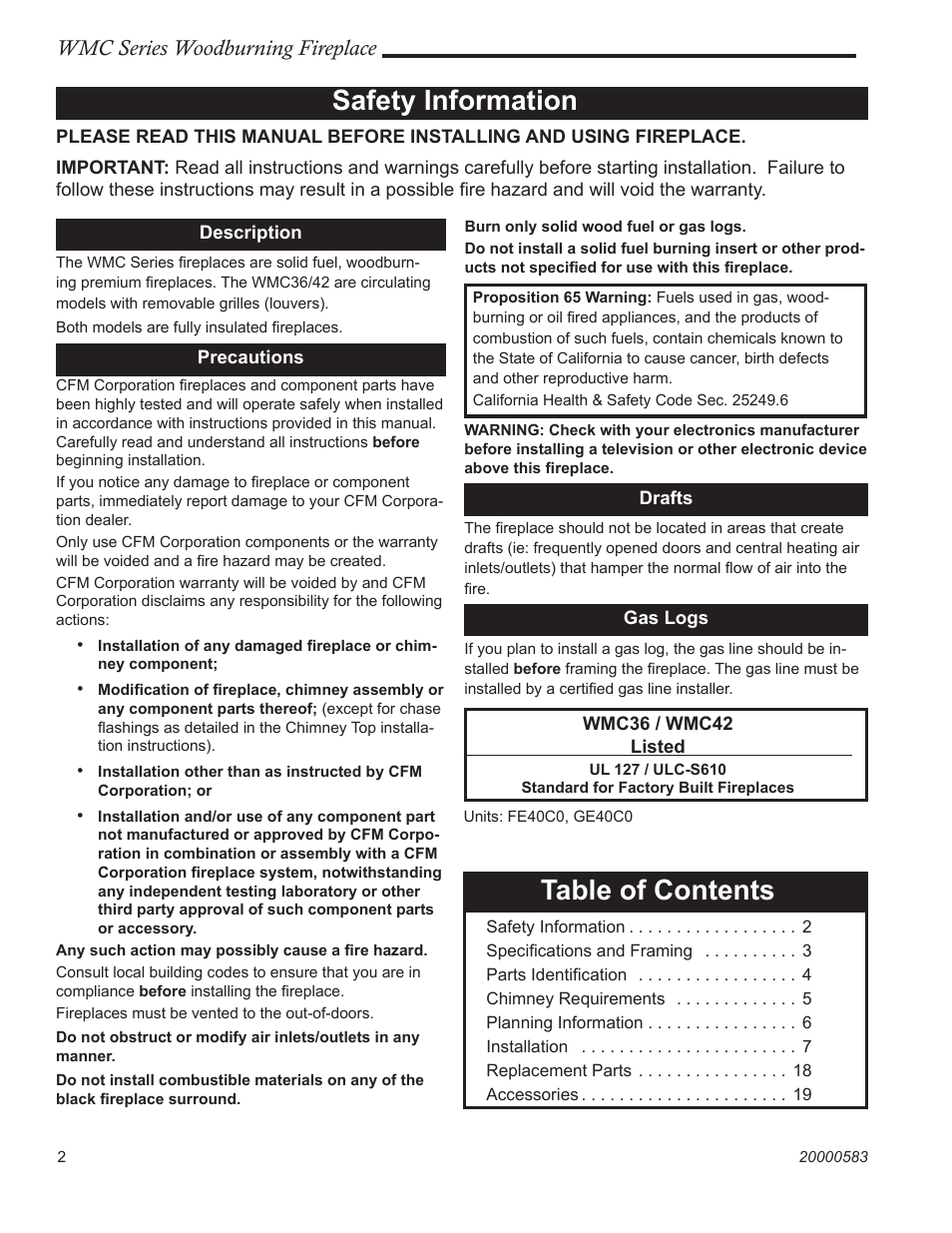 CFM Corporation WMC36 WMC42 User Manual | Page 2 / 24