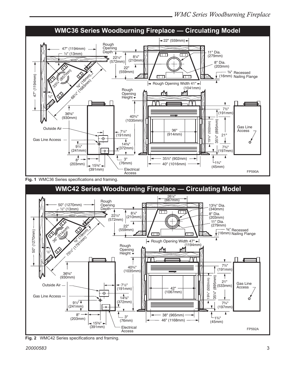 Wmc series woodburning fireplace | CFM Corporation WMC36 WMC42 User Manual | Page 3 / 24