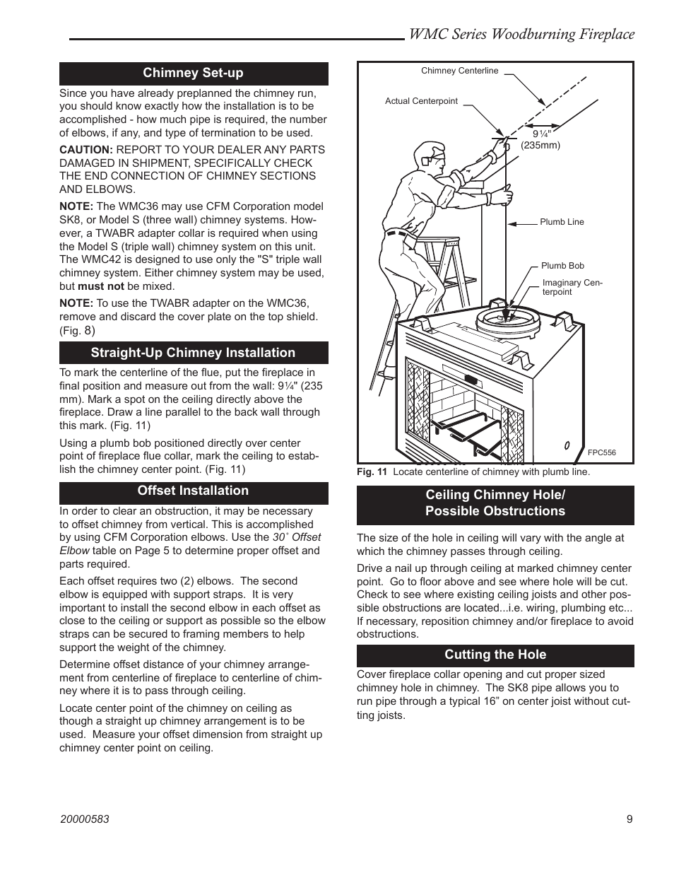 Wmc series woodburning fireplace | CFM Corporation WMC36 WMC42 User Manual | Page 9 / 24