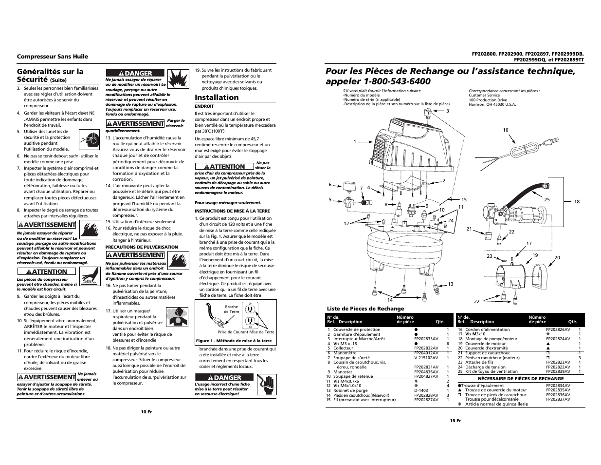 Généralités sur la sécurité, Installation | Harbor Freight Tools FP202999DQ User Manual | Page 10 / 12