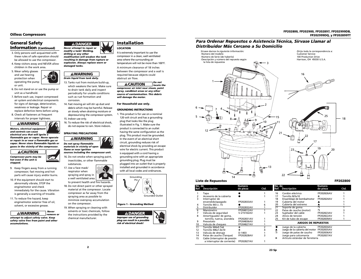 General safety information, Installation | Harbor Freight Tools FP202999DQ User Manual | Page 2 / 12