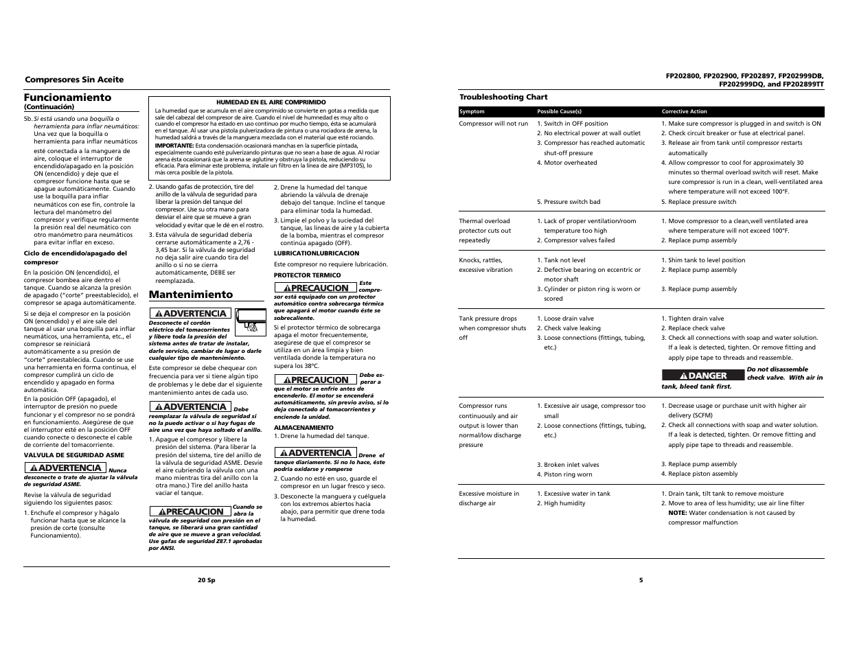 Funcionamiento, Mantenimiento | Harbor Freight Tools FP202999DQ User Manual | Page 5 / 12