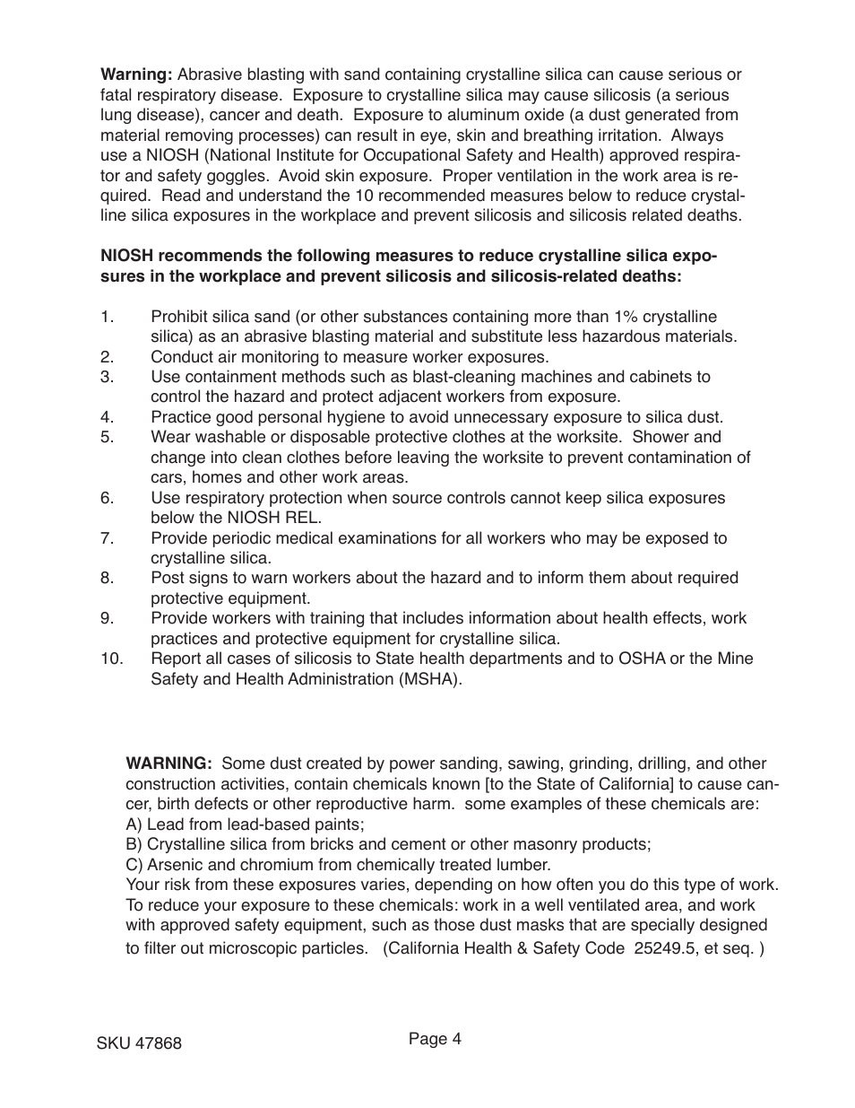 Harbor Freight Tools Model 47868 User Manual | Page 4 / 9