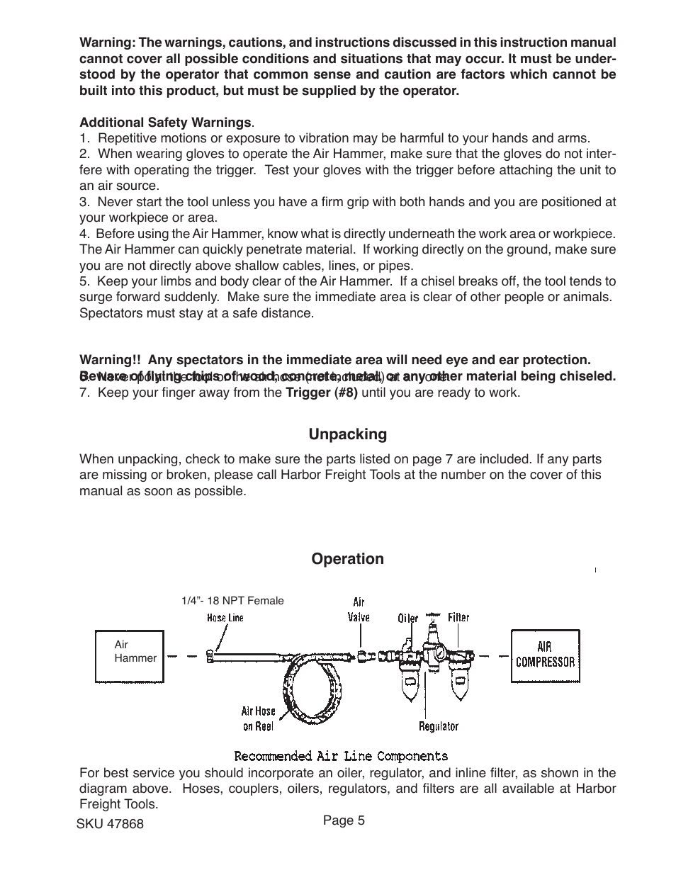 Harbor Freight Tools Model 47868 User Manual | Page 5 / 9