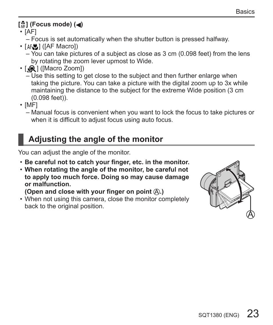 Adjusting the angle of the monitor | Panasonic Lumix DMC-LX10K User Manual | Page 23 / 72