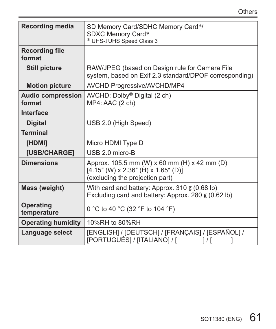 Panasonic Lumix DMC-LX10K User Manual | Page 61 / 72