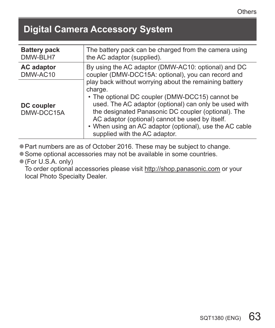 Digital camera accessory system | Panasonic Lumix DMC-LX10K User Manual | Page 63 / 72