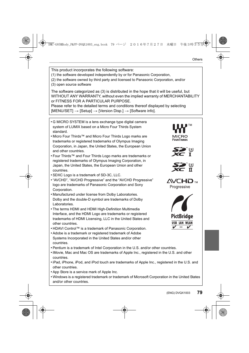 Panasonic Lumix DMC-G85M User Manual | Page 79 / 80
