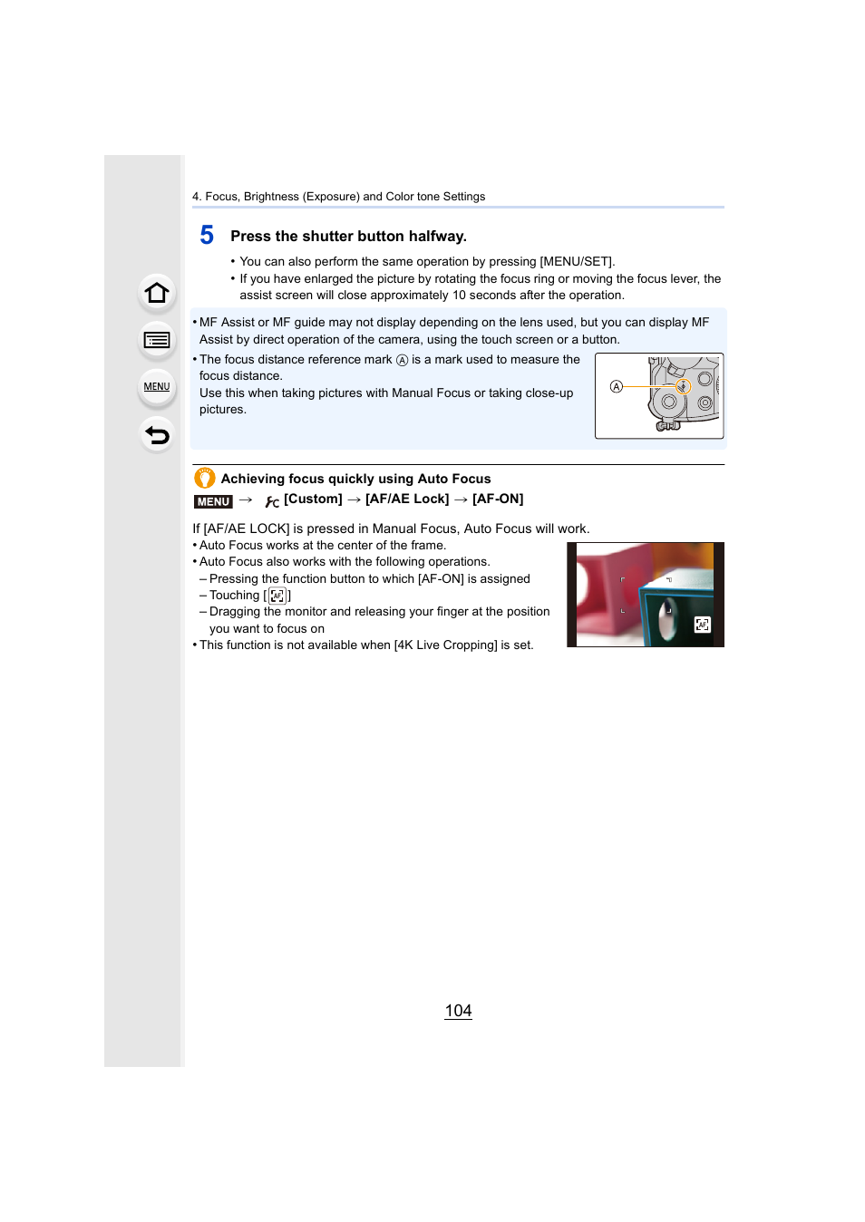 Ance reference mark, P104), P104 | Panasonic Lumix DMC-G85M User Manual | Page 104 / 338