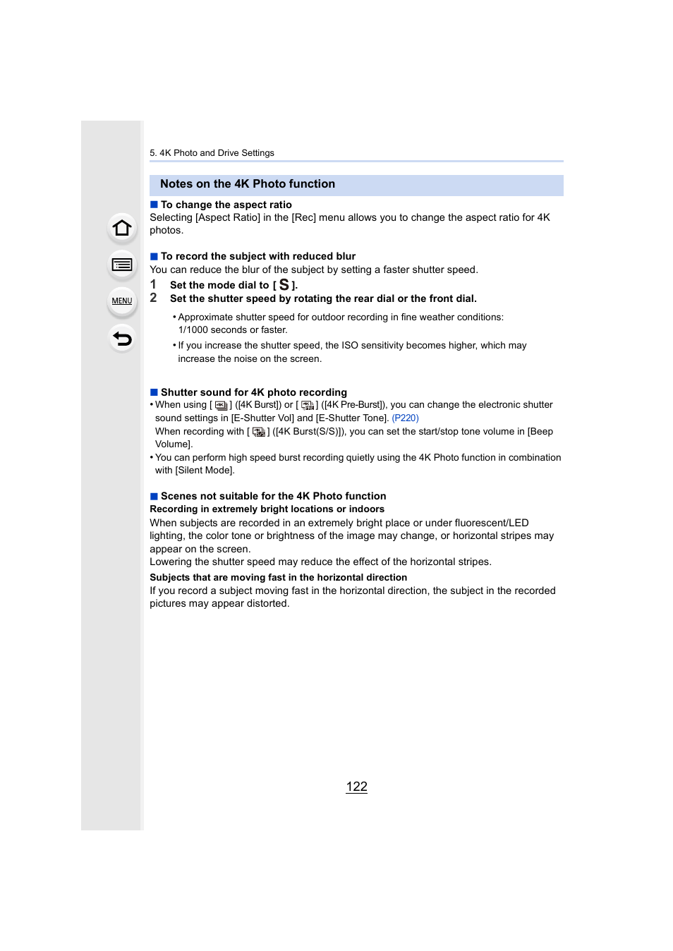 Notes on the 4k photo function | Panasonic Lumix DMC-G85M User Manual | Page 122 / 338