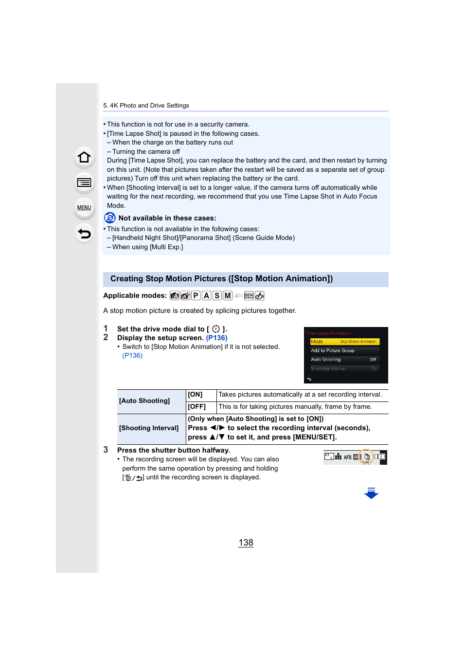 P138, Stop motion animation]) | Panasonic Lumix DMC-G85M User Manual | Page 138 / 338