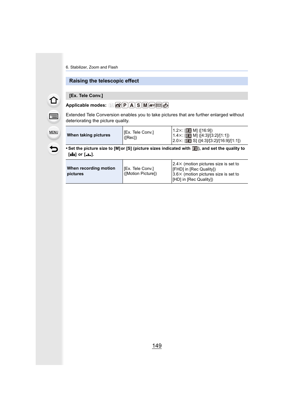 Raising the telescopic effect, P149) | Panasonic Lumix DMC-G85M User Manual | Page 149 / 338