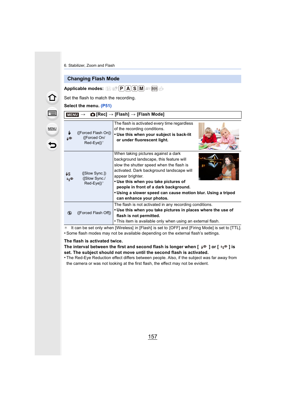 Changing flash mode, P157, P157) | Panasonic Lumix DMC-G85M User Manual | Page 157 / 338