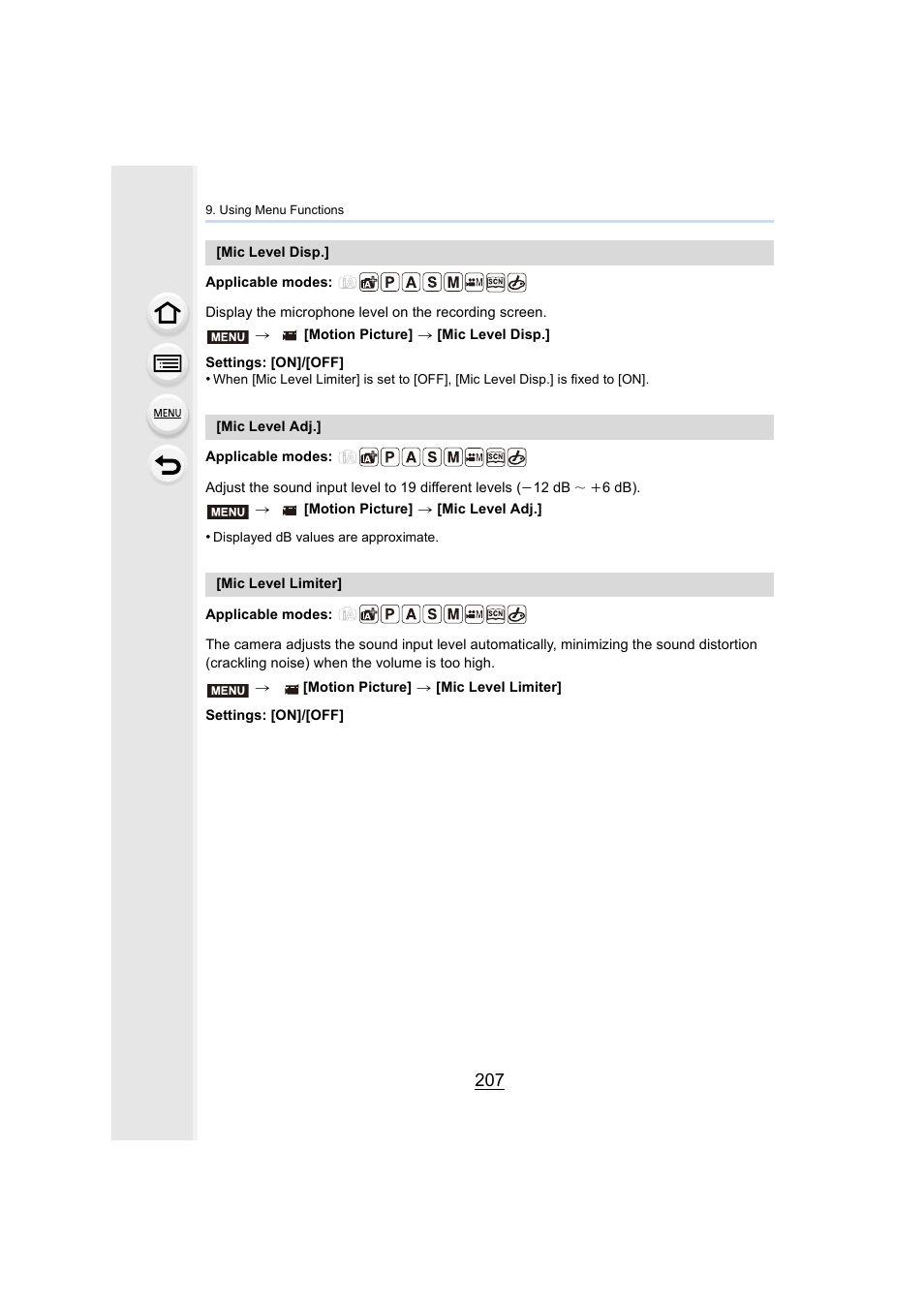 P207, P207) | Panasonic Lumix DMC-G85M User Manual | Page 207 / 338