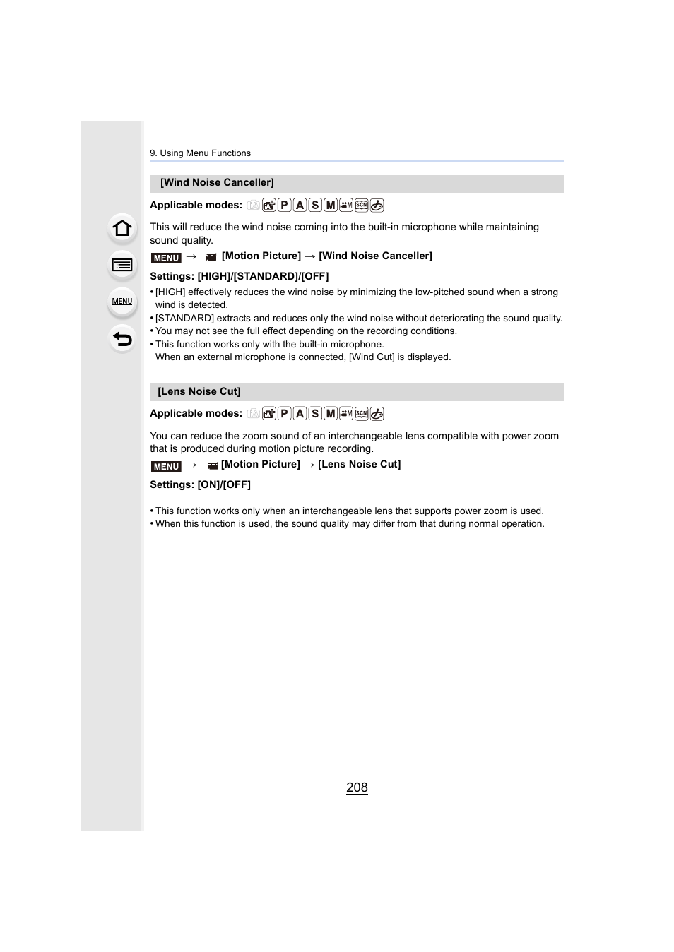 P208, P208) | Panasonic Lumix DMC-G85M User Manual | Page 208 / 338
