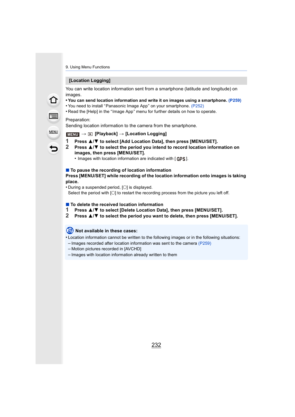 P232, P232) | Panasonic Lumix DMC-G85M User Manual | Page 232 / 338